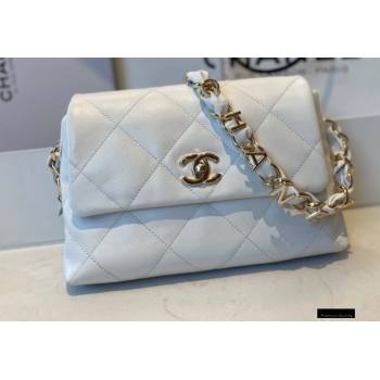 Chanel Lambskin Small Flap Bag with Logo Strap AS2299 White 2021 (jiyuan/haoyun-21012206)