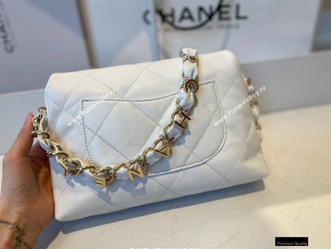 Chanel Lambskin Small Flap Bag with Logo Strap AS2299 White 2021 (jiyuan/haoyun-21012206)