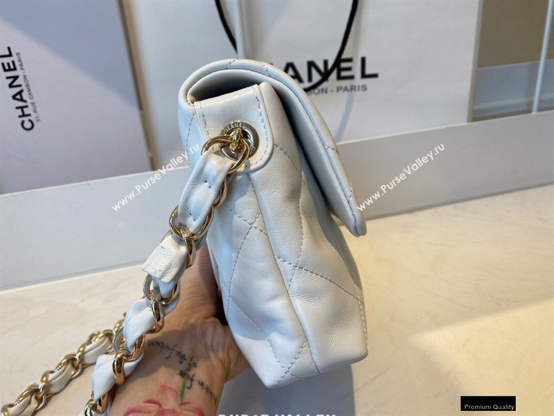 Chanel Lambskin Small Flap Bag with Logo Strap AS2299 White 2021 (jiyuan/haoyun-21012206)