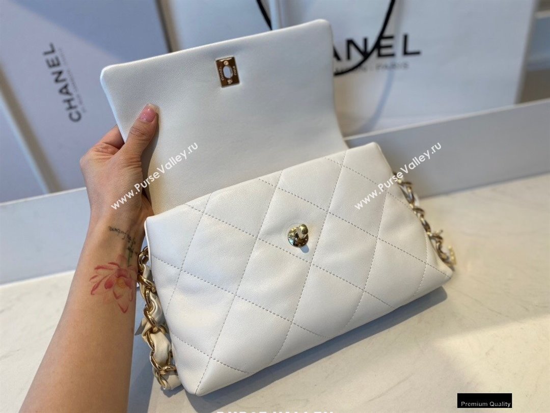 Chanel Lambskin Small Flap Bag with Logo Strap AS2299 White 2021 (jiyuan/haoyun-21012206)