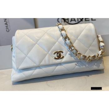 Chanel Lambskin Medium Flap Bag with Logo Strap AS2300 White 2021 (jiyuan/haoyun-21012205)