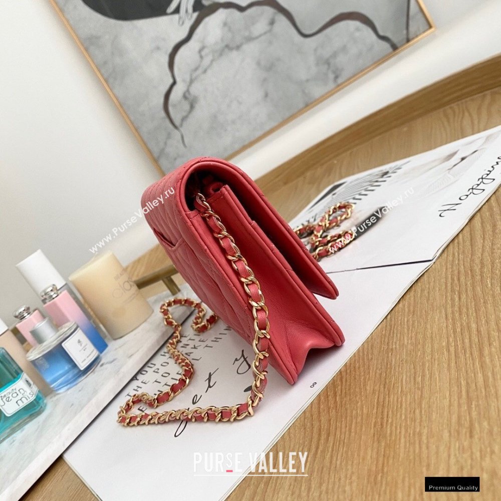 Chanel Zirconium Crystal CC Logo Wallet on Chain WOC Bag AP1943 Coral Pink 2021 (yingfeng-21012222)