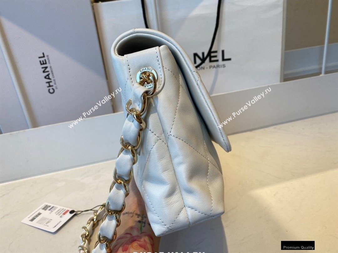 Chanel Lambskin Medium Flap Bag with Logo Strap AS2300 White 2021 (jiyuan/haoyun-21012205)