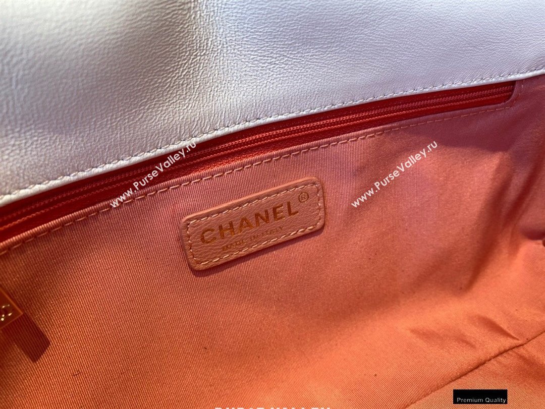 Chanel Lambskin Medium Flap Bag with Logo Strap AS2300 White 2021 (jiyuan/haoyun-21012205)