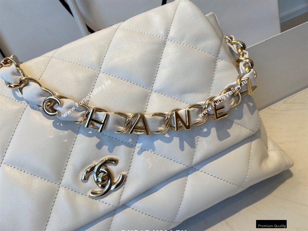 Chanel Lambskin Large Flap Bag with Logo Strap AS2316 White 2021 (jiyuan/haoyun-21012204)