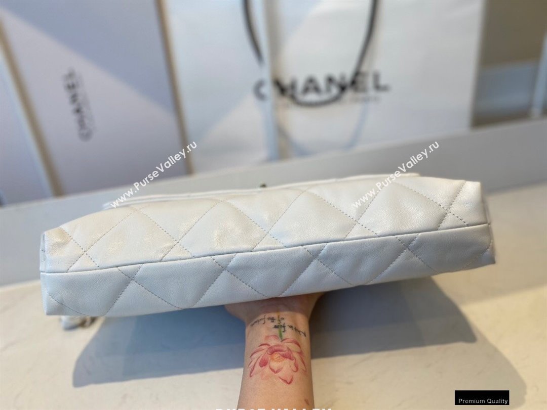 Chanel Lambskin Large Flap Bag with Logo Strap AS2316 White 2021 (jiyuan/haoyun-21012204)