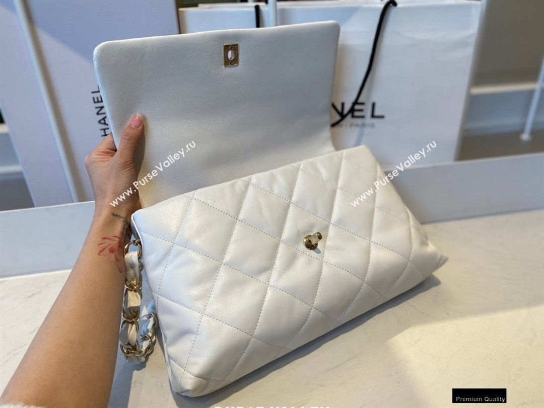 Chanel Lambskin Large Flap Bag with Logo Strap AS2316 White 2021 (jiyuan/haoyun-21012204)