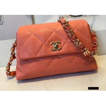 Chanel Lambskin Small Flap Bag with Logo Strap AS2299 Coral Pink 2021 (jiyuan/haoyun-21012212)