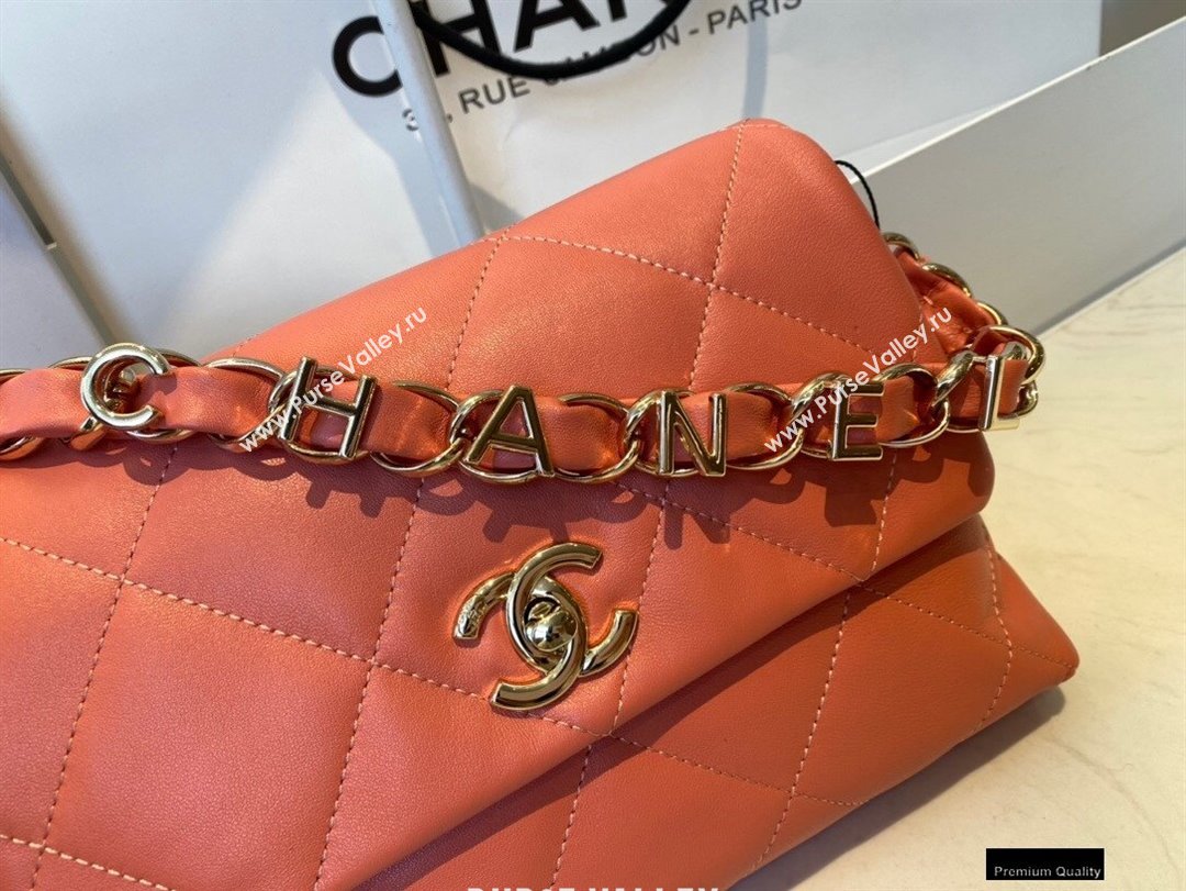 Chanel Lambskin Small Flap Bag with Logo Strap AS2299 Coral Pink 2021 (jiyuan/haoyun-21012212)