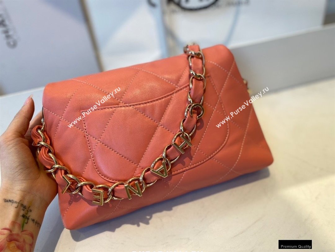 Chanel Lambskin Small Flap Bag with Logo Strap AS2299 Coral Pink 2021 (jiyuan/haoyun-21012212)