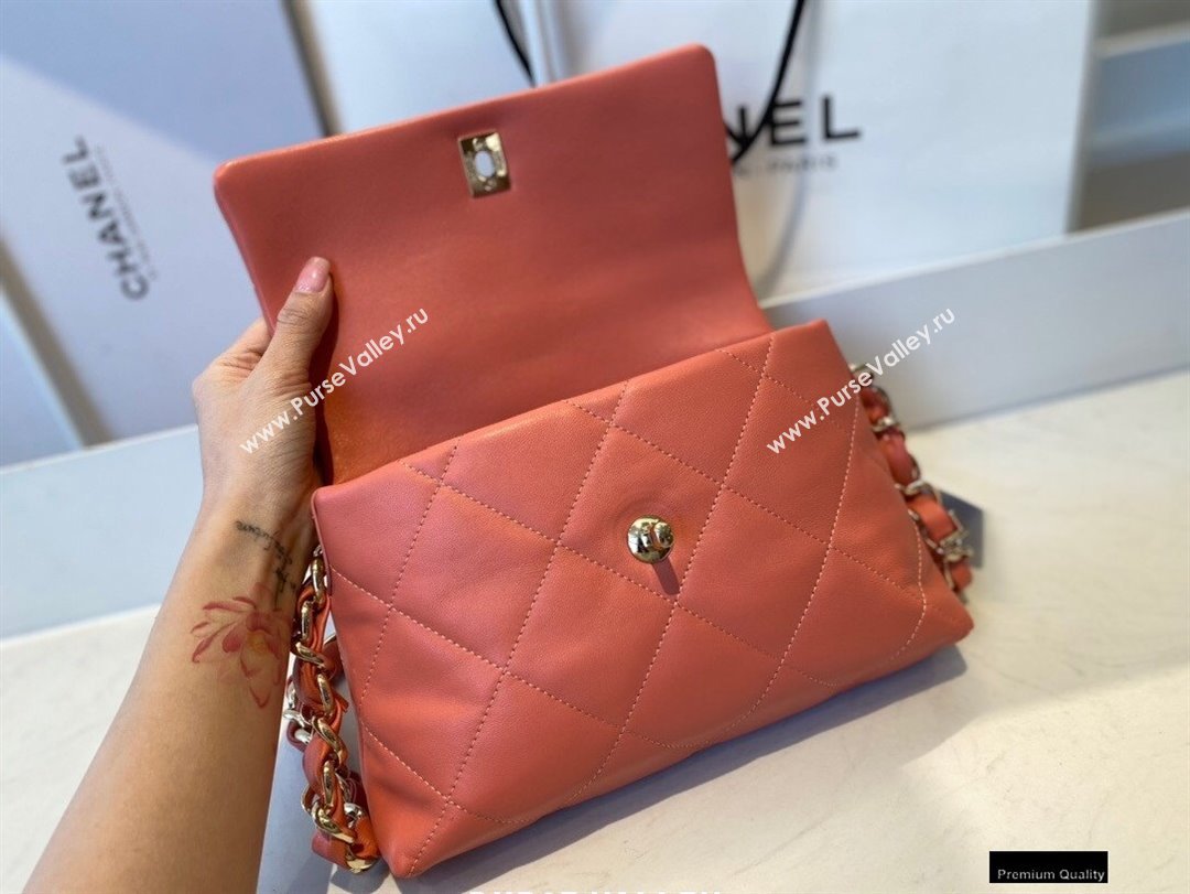 Chanel Lambskin Small Flap Bag with Logo Strap AS2299 Coral Pink 2021 (jiyuan/haoyun-21012212)