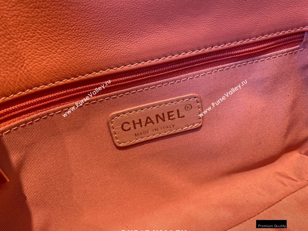 Chanel Lambskin Small Flap Bag with Logo Strap AS2299 Coral Pink 2021 (jiyuan/haoyun-21012212)