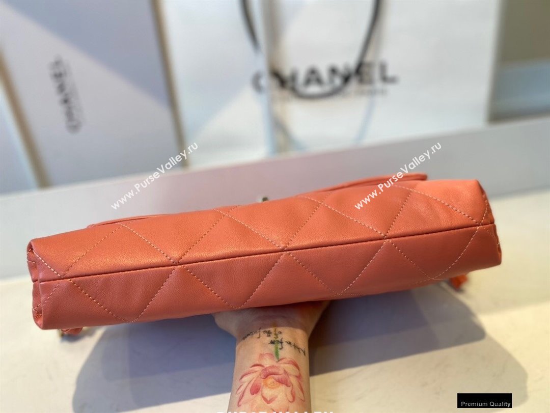 Chanel Lambskin Medium Flap Bag with Logo Strap AS2300 Coral Pink 2021 (jiyuan/haoyun-21012211)