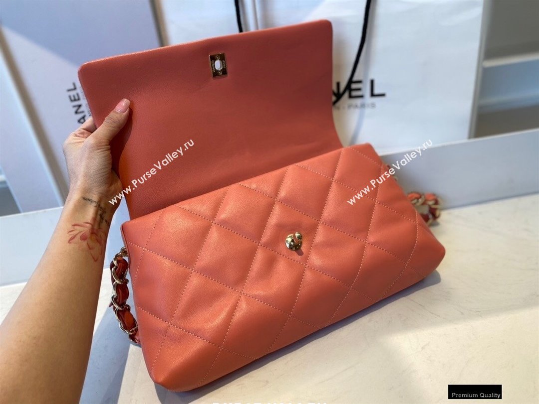 Chanel Lambskin Medium Flap Bag with Logo Strap AS2300 Coral Pink 2021 (jiyuan/haoyun-21012211)