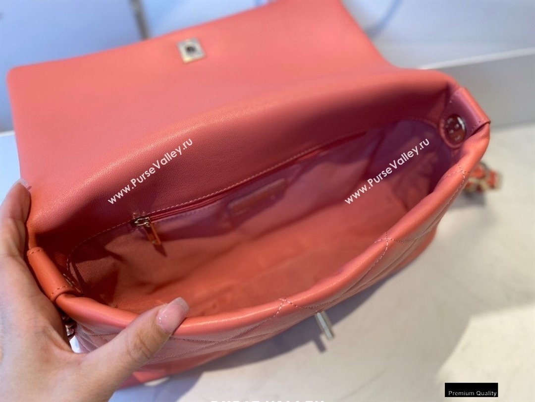 Chanel Lambskin Medium Flap Bag with Logo Strap AS2300 Coral Pink 2021 (jiyuan/haoyun-21012211)