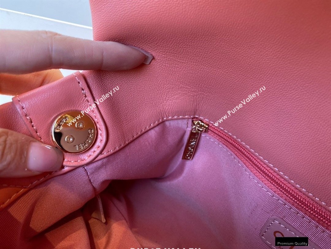 Chanel Lambskin Medium Flap Bag with Logo Strap AS2300 Coral Pink 2021 (jiyuan/haoyun-21012211)