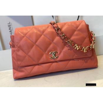 Chanel Lambskin Large Flap Bag with Logo Strap AS2316 Coral Pink 2021 (jiyuan/haoyun-21012210)