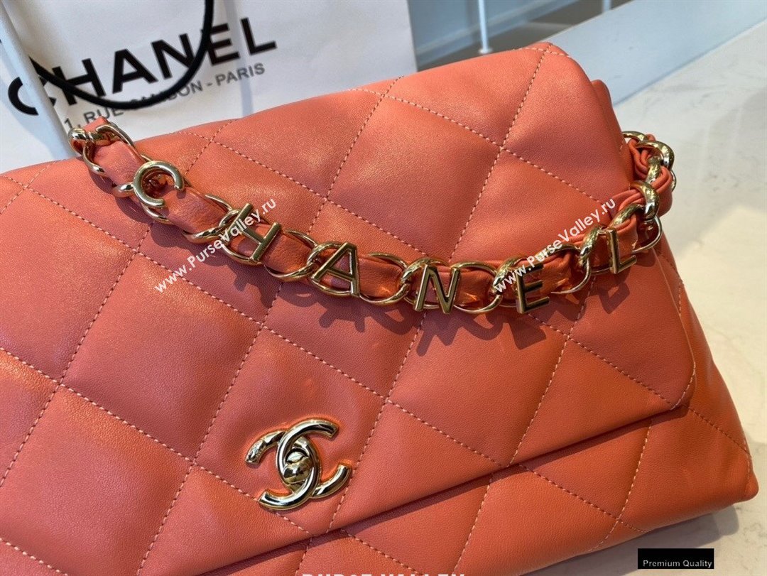 Chanel Lambskin Large Flap Bag with Logo Strap AS2316 Coral Pink 2021 (jiyuan/haoyun-21012210)