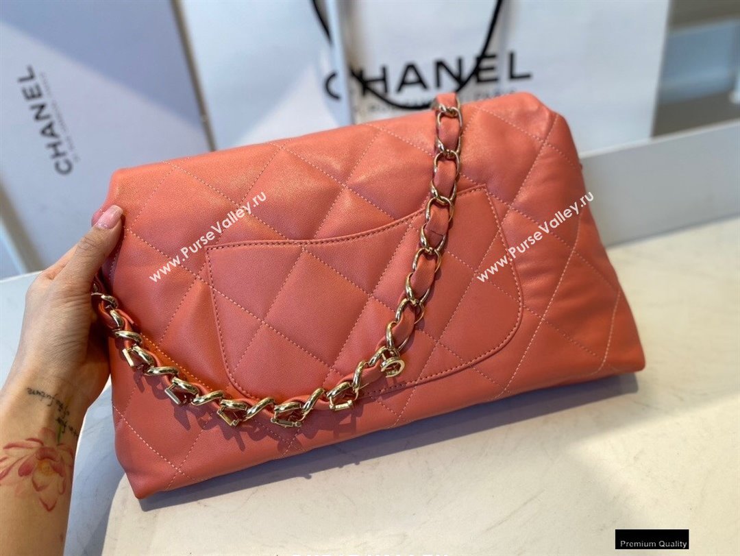 Chanel Lambskin Large Flap Bag with Logo Strap AS2316 Coral Pink 2021 (jiyuan/haoyun-21012210)