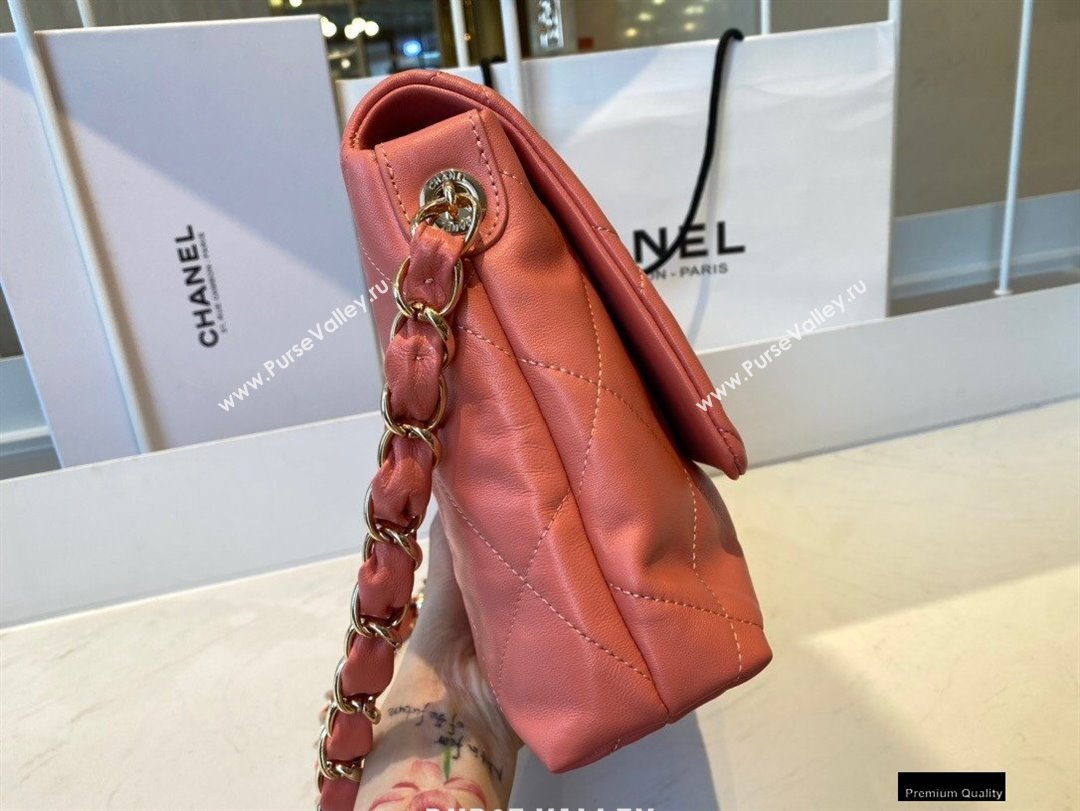 Chanel Lambskin Large Flap Bag with Logo Strap AS2316 Coral Pink 2021 (jiyuan/haoyun-21012210)