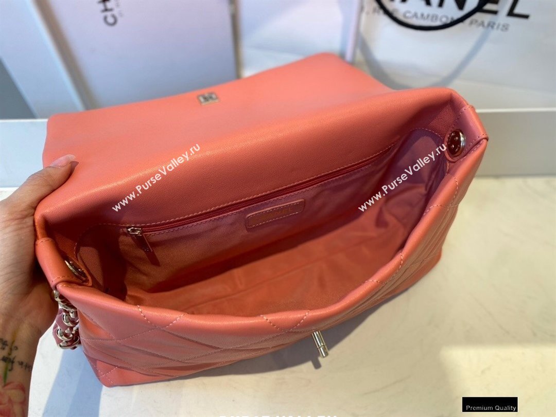 Chanel Lambskin Large Flap Bag with Logo Strap AS2316 Coral Pink 2021 (jiyuan/haoyun-21012210)