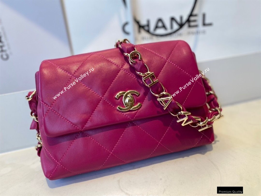 Chanel Lambskin Small Flap Bag with Logo Strap AS2299 Purple 2021 (jiyuan/haoyun-21012209)