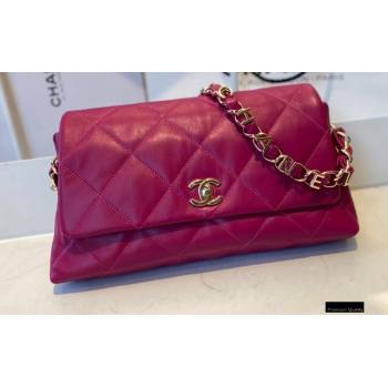 Chanel Lambskin Medium Flap Bag with Logo Strap AS2300 Purple 2021 (jiyuan/haoyun-21012208)