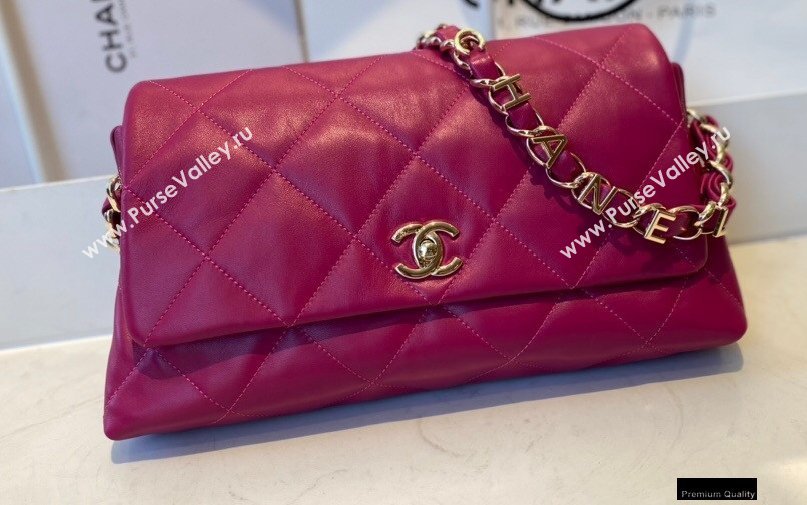 Chanel Lambskin Medium Flap Bag with Logo Strap AS2300 Purple 2021 (jiyuan/haoyun-21012208)