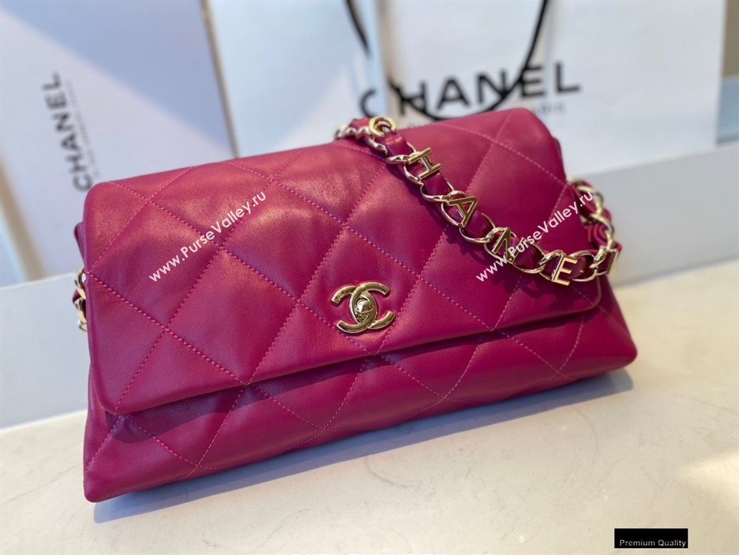 Chanel Lambskin Medium Flap Bag with Logo Strap AS2300 Purple 2021 (jiyuan/haoyun-21012208)