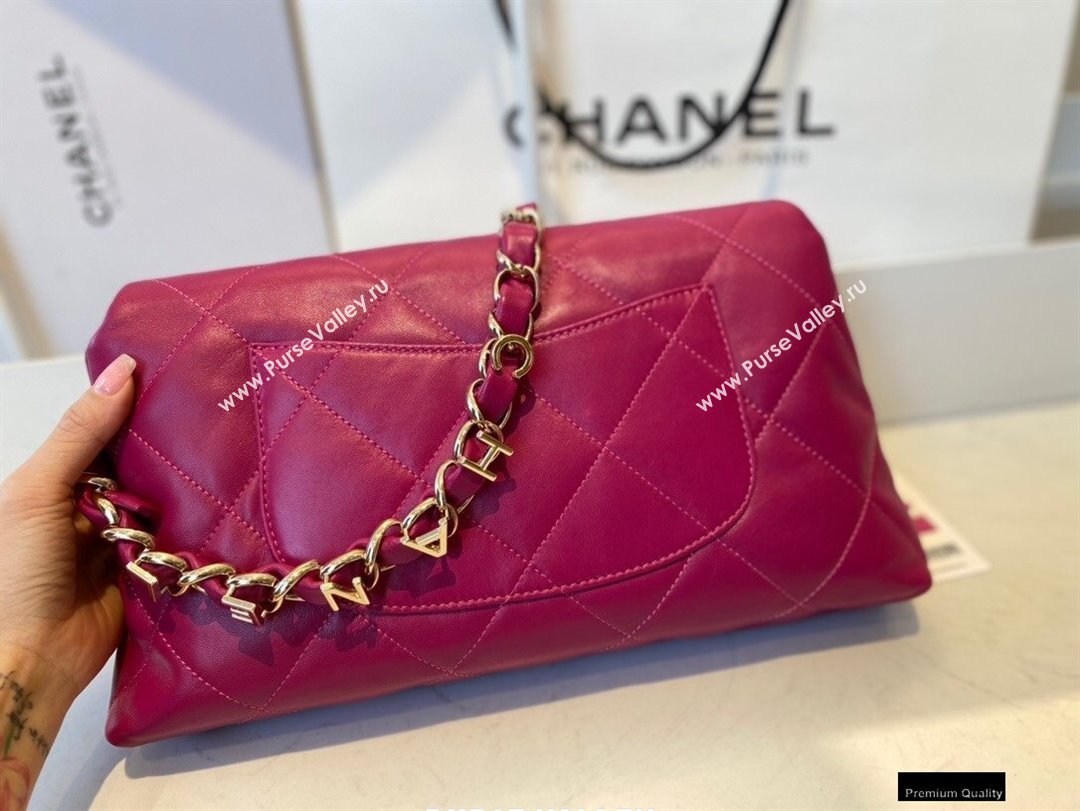 Chanel Lambskin Medium Flap Bag with Logo Strap AS2300 Purple 2021 (jiyuan/haoyun-21012208)