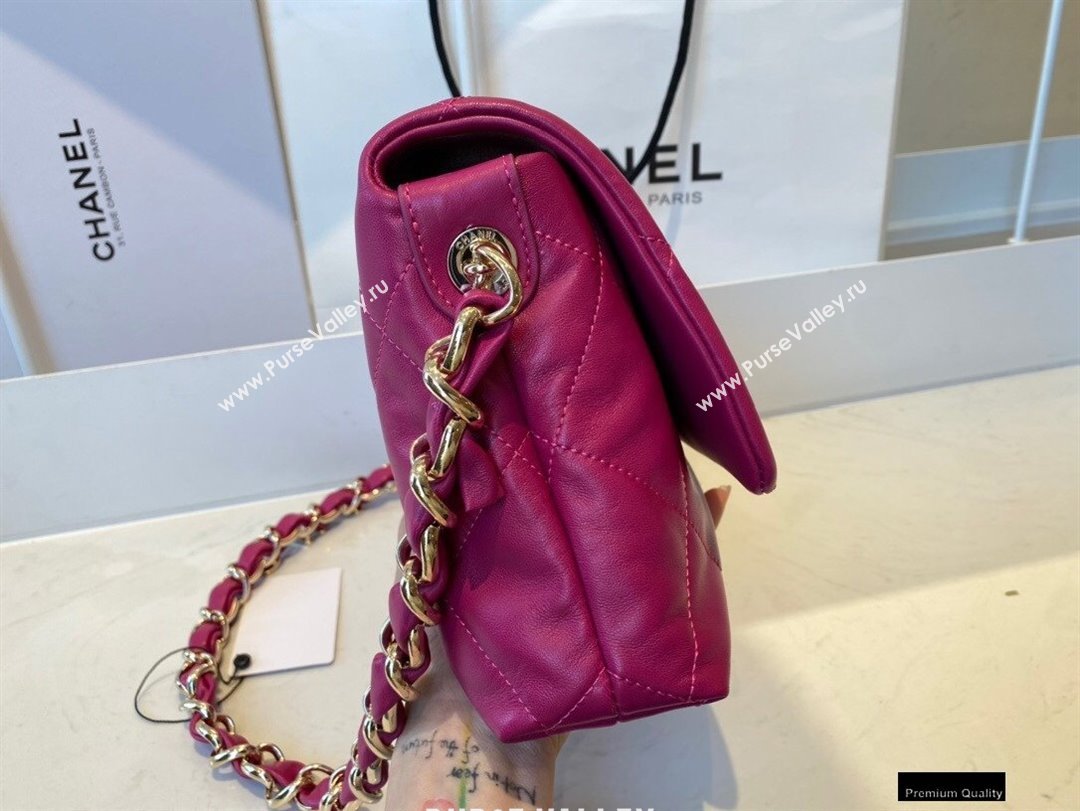 Chanel Lambskin Medium Flap Bag with Logo Strap AS2300 Purple 2021 (jiyuan/haoyun-21012208)