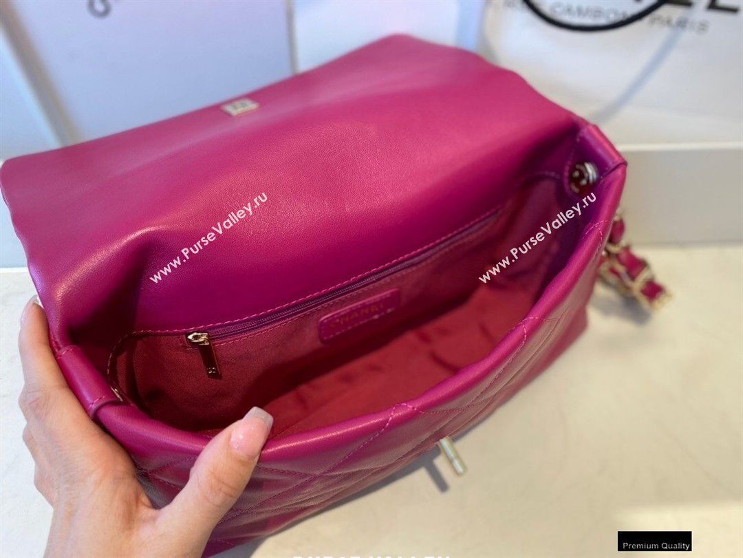 Chanel Lambskin Medium Flap Bag with Logo Strap AS2300 Purple 2021 (jiyuan/haoyun-21012208)