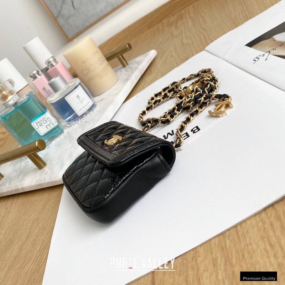 Chanel Crumpled Calfskin Waist Bag Black 2021 (yingfeng-21012216)