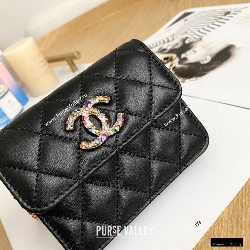 Chanel Zirconium Crystal CC Logo Small Clutch with Chain Bag AP1942 Black 2021 (yingfeng-21012226)