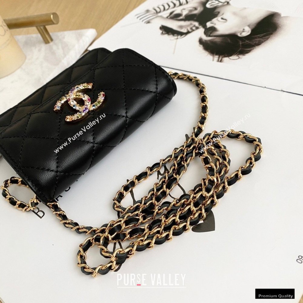 Chanel Zirconium Crystal CC Logo Small Clutch with Chain Bag AP1942 Black 2021 (yingfeng-21012226)