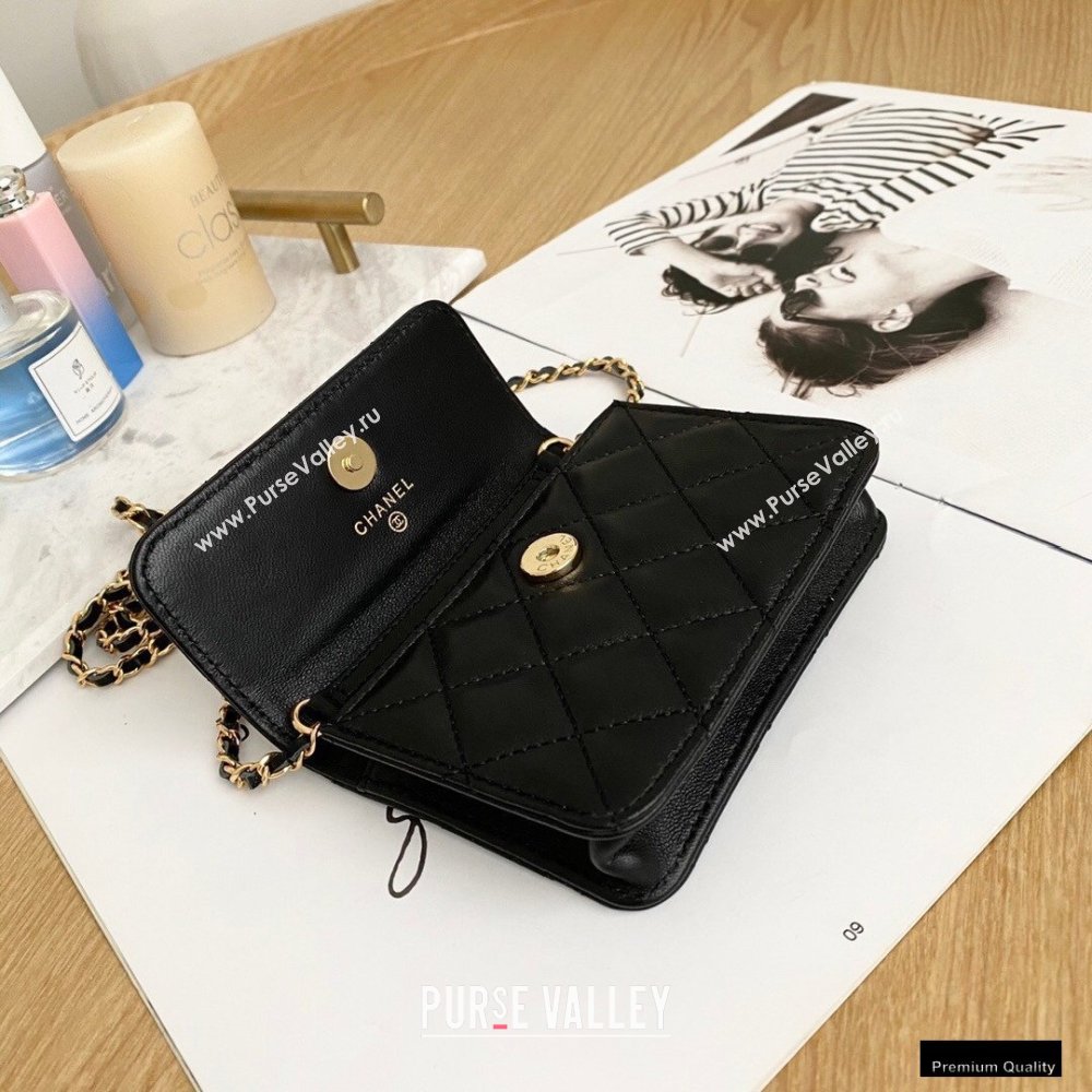 Chanel Zirconium Crystal CC Logo Small Clutch with Chain Bag AP1942 Black 2021 (yingfeng-21012226)