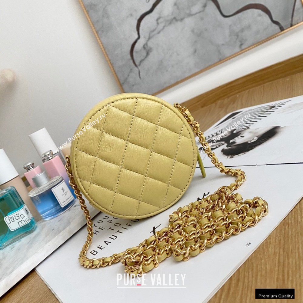Chanel Zirconium Crystal CC Logo Round Clutch with Chain Bag AP1944 Yellow 2021 (yingfeng-21012224)