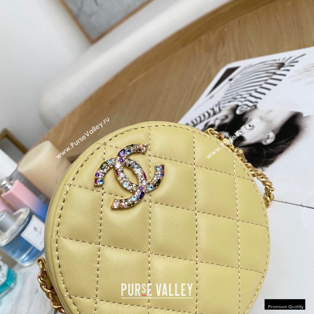 Chanel Zirconium Crystal CC Logo Round Clutch with Chain Bag AP1944 Yellow 2021 (yingfeng-21012224)