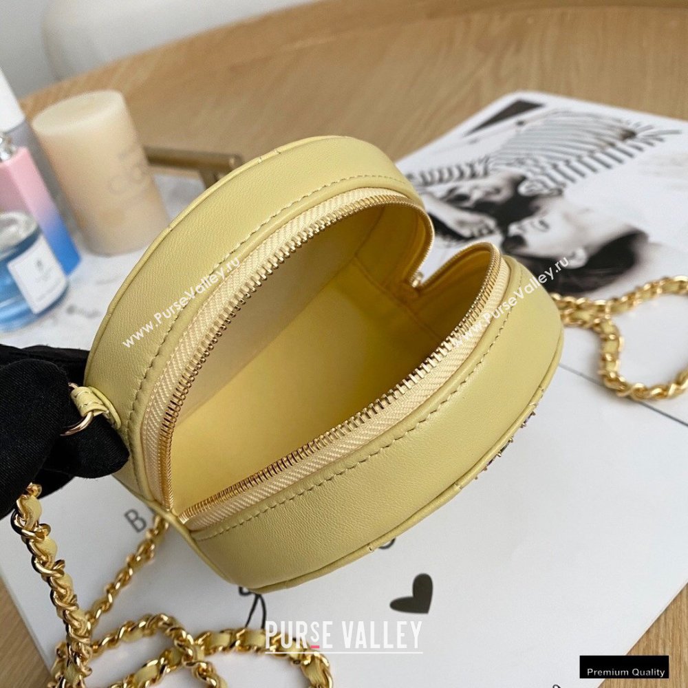 Chanel Zirconium Crystal CC Logo Round Clutch with Chain Bag AP1944 Yellow 2021 (yingfeng-21012224)