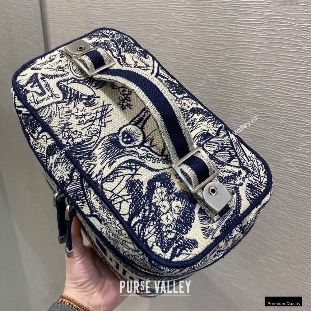 Dior Diortravel Vanity Case Bag in Blue Toile de Jouy Embroidery 2021 (vivi-21012304)