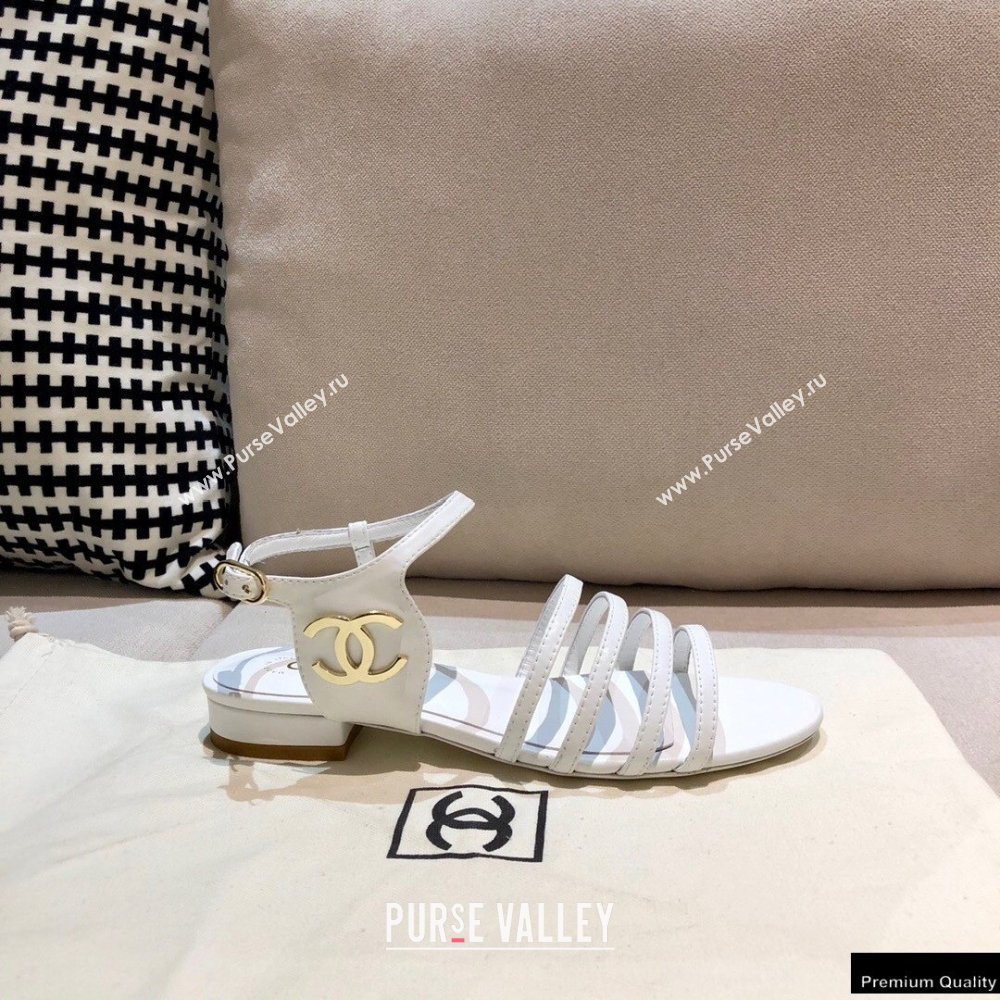 Chanel Lambskin CC Logo Sandals G36958 White 2021 (modeng-21012615)