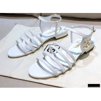 Chanel Lambskin CC Logo Sandals G36958 White 2021 (modeng-21012615)