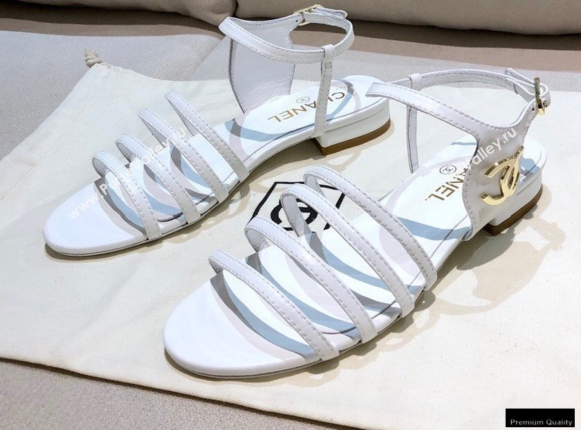 Chanel Lambskin CC Logo Sandals G36958 White 2021 (modeng-21012615)
