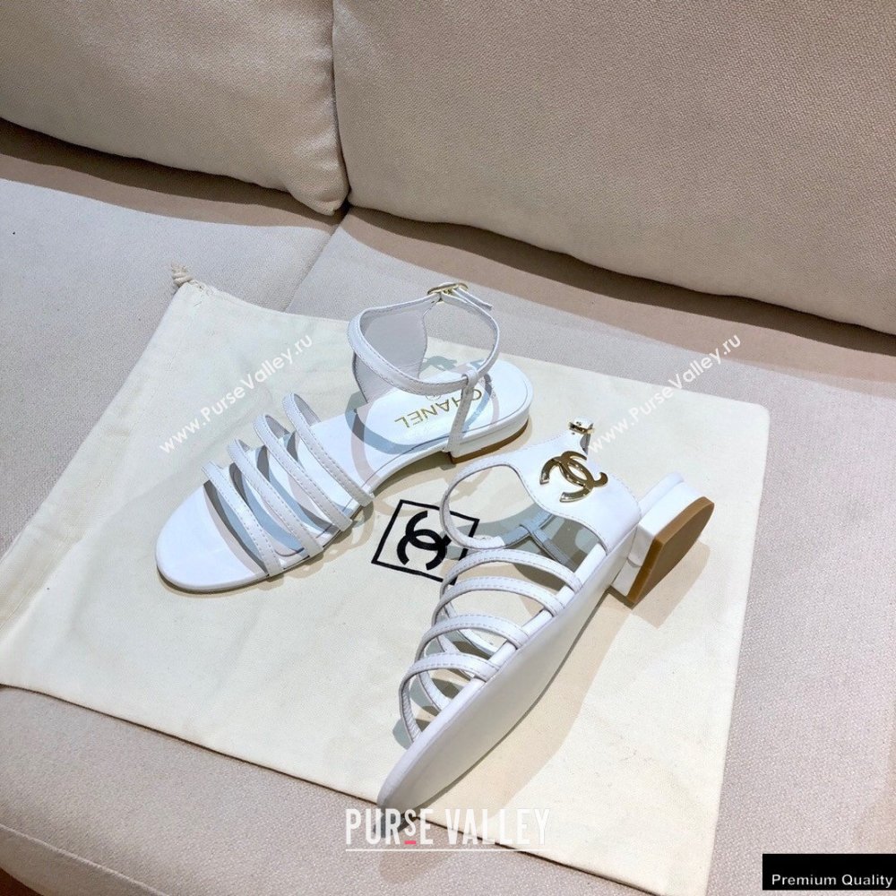 Chanel Lambskin CC Logo Sandals G36958 White 2021 (modeng-21012615)