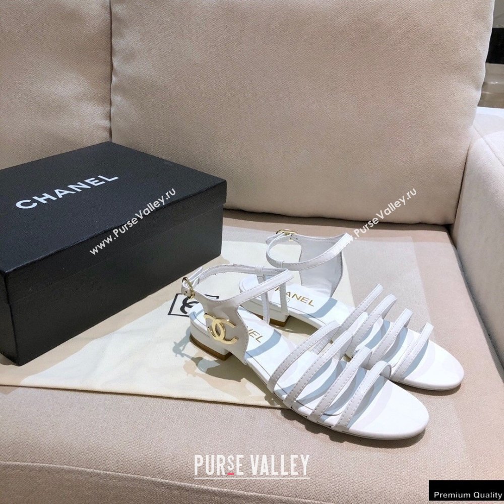 Chanel Lambskin CC Logo Sandals G36958 White 2021 (modeng-21012615)