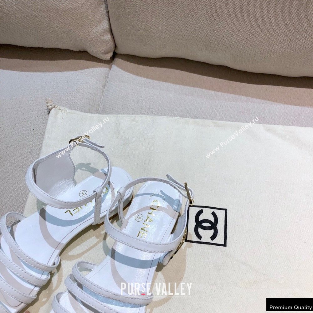 Chanel Lambskin CC Logo Sandals G36958 White 2021 (modeng-21012615)