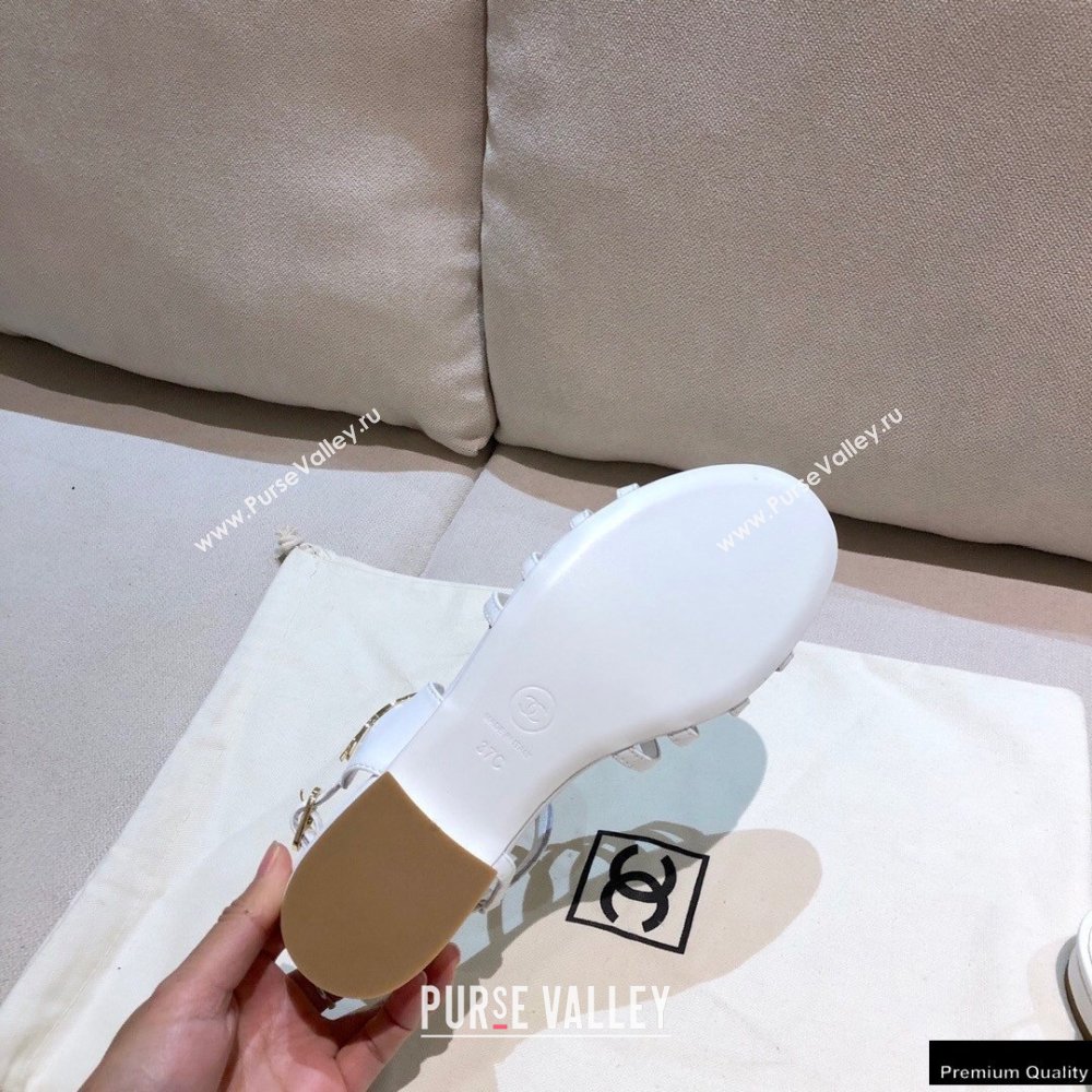 Chanel Lambskin CC Logo Sandals G36958 White 2021 (modeng-21012615)