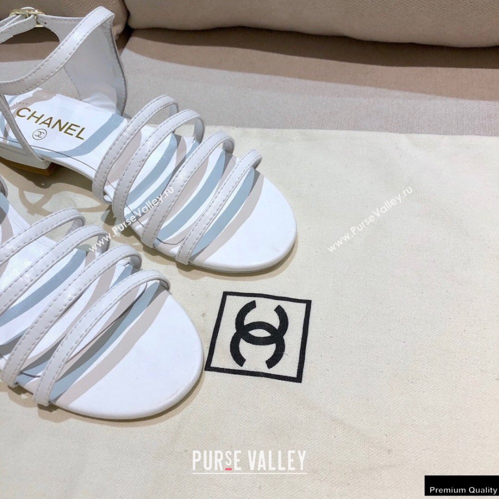 Chanel Lambskin CC Logo Sandals G36958 White 2021 (modeng-21012615)