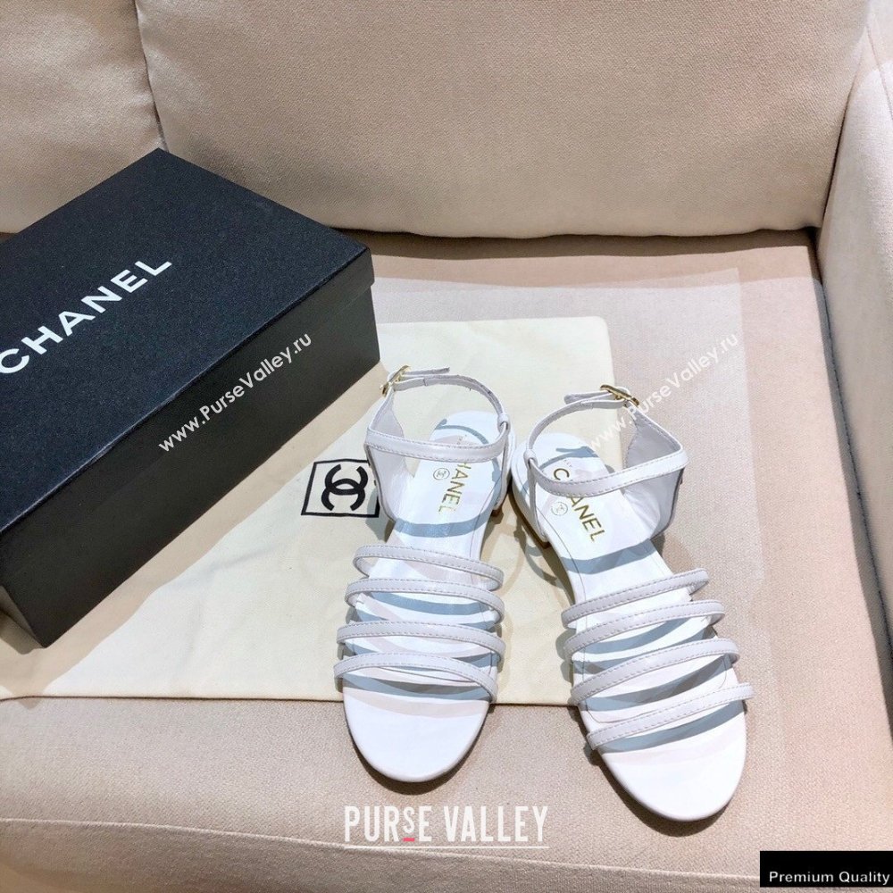 Chanel Lambskin CC Logo Sandals G36958 White 2021 (modeng-21012615)