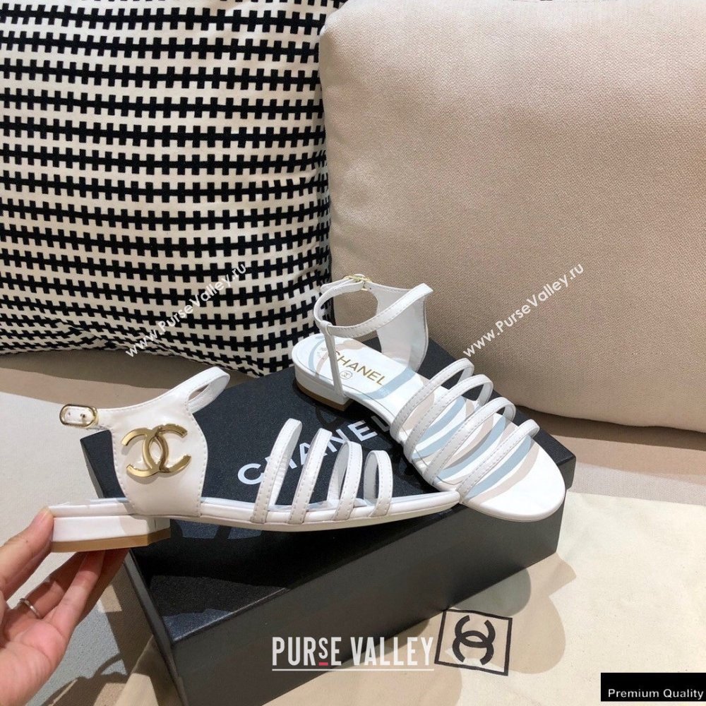 Chanel Lambskin CC Logo Sandals G36958 White 2021 (modeng-21012615)